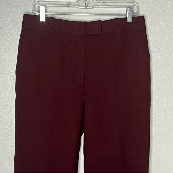 Reiss Straight Leg Cuff Ankle Crop Trouser Pant Women 8 Plum Wool Blend Career - Picture 2 of 9